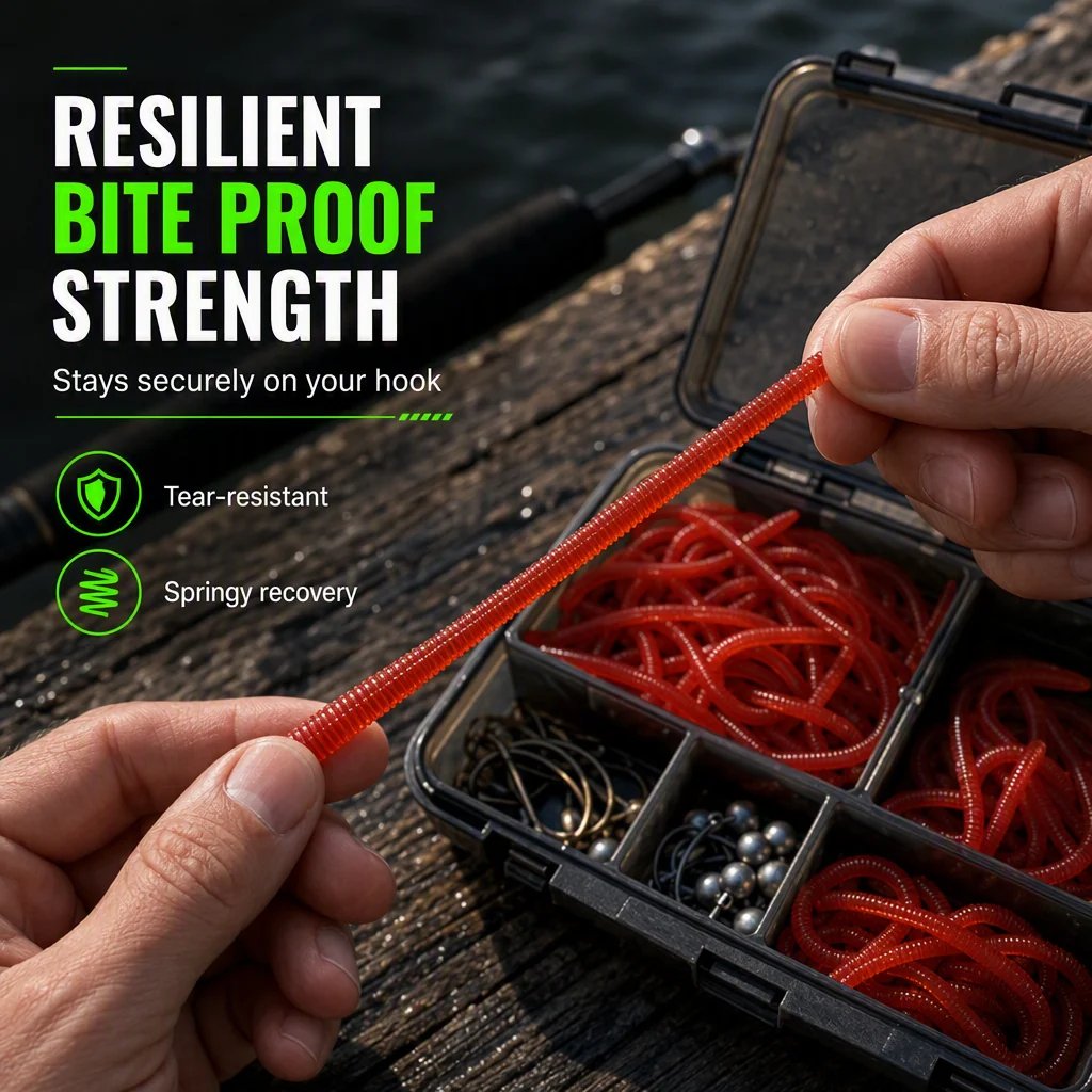 📍Simulation Earthworm Soft Fishing Lures Shrimp Scented Artificial Worm Baits for Freshwater and Saltwater Pack of 50 or 100