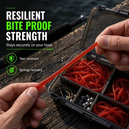 📍Simulation Earthworm Soft Fishing Lures Shrimp Scented Artificial Worm Baits for Freshwater and Saltwater Pack of 50 or 100