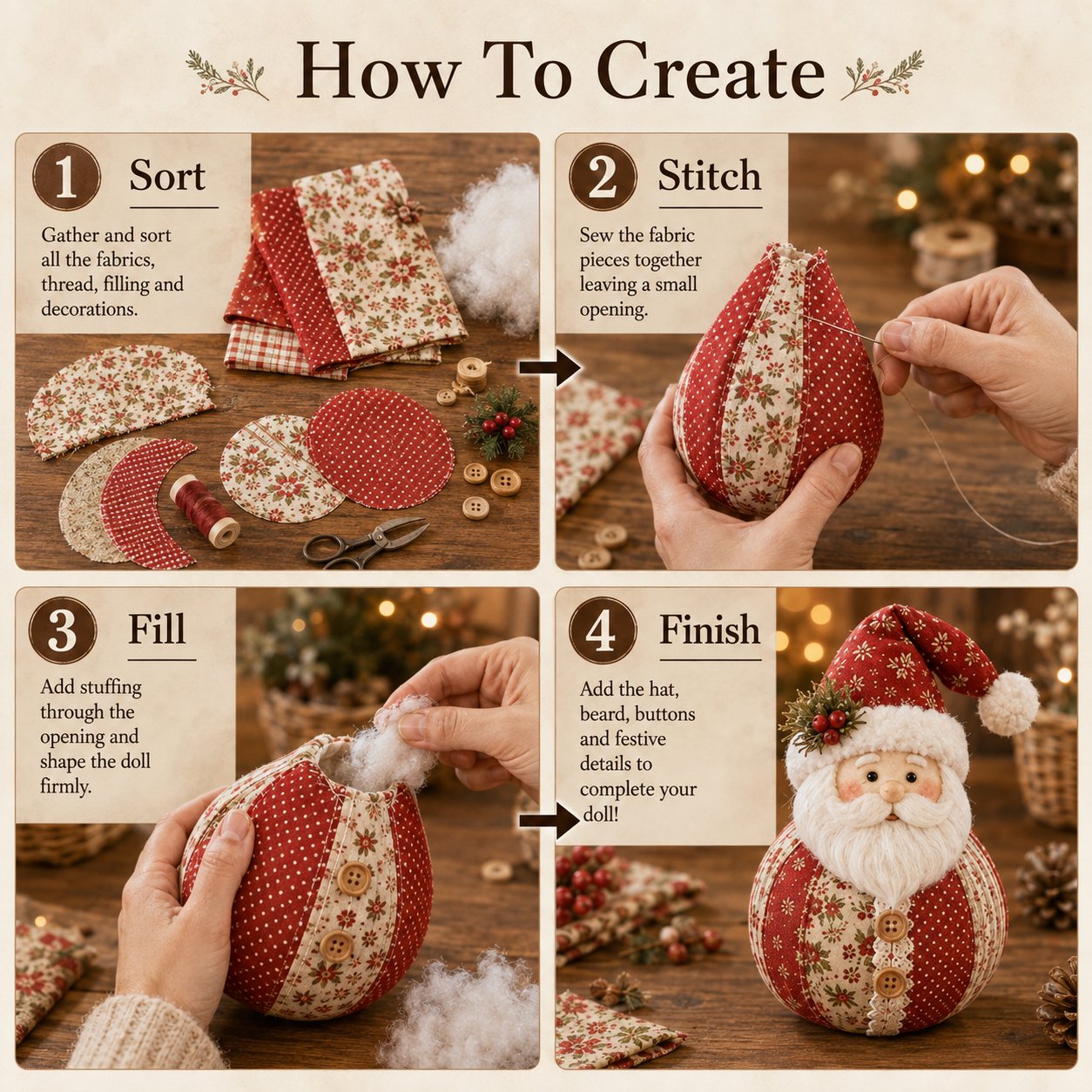 🧸DIY Patchwork Fabric Character Doll Kit