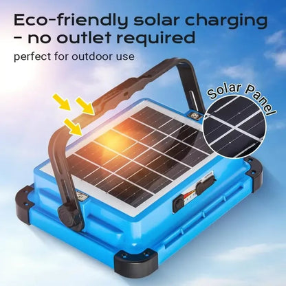 🔦Solar Rechargeable LED Work Light: 288 LED Bright Floodlight, USB-C Charging, 11000mAh, Magnetic Waterproof for Camping Emergency