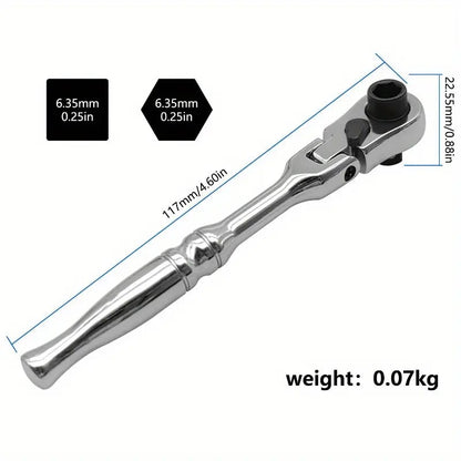🔧 1/4' Flexible Head Ratchet Wrench | 72‑Tooth Compact Socket Spanner for Tight‑Space Repairs
