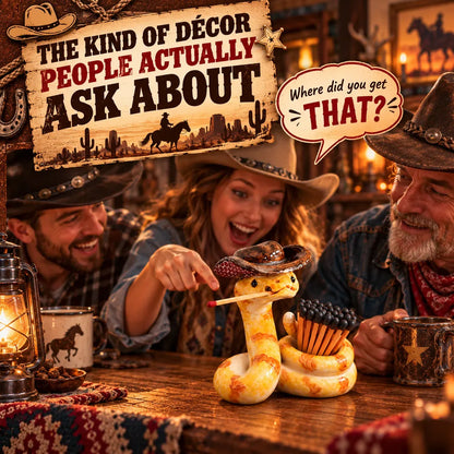 🤠 The Cowboy Rattler™ Match Holder | Funny Western Snake Décor for Cabins, Mantels & Bars 🐍