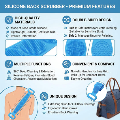 Silicone Bath Brush – Double-Sided Exfoliating Back Scrubber
