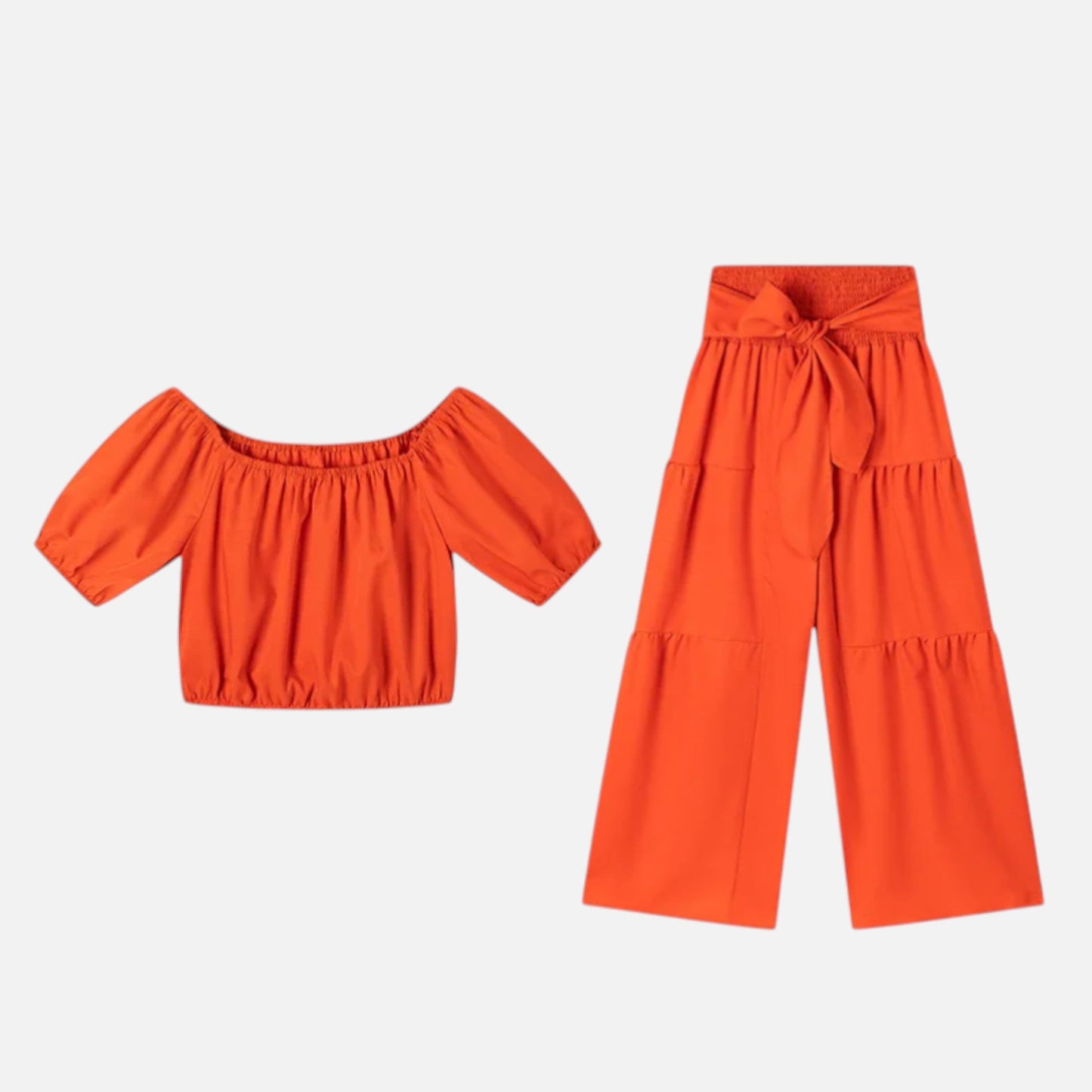Women’s Puff Sleeve Lace-Up Co-Ord Set