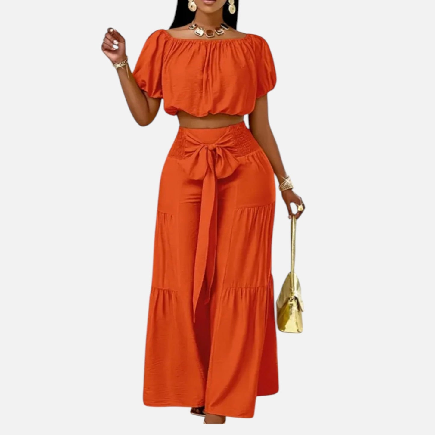 Women’s Puff Sleeve Lace-Up Co-Ord Set
