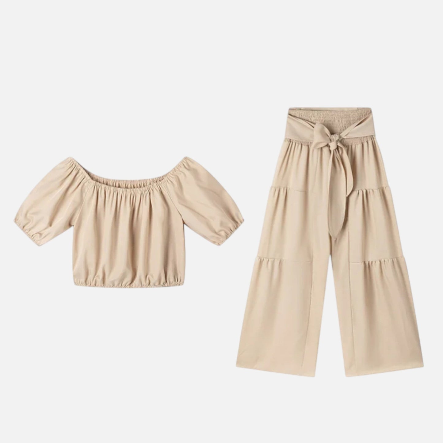 Women’s Puff Sleeve Lace-Up Co-Ord Set