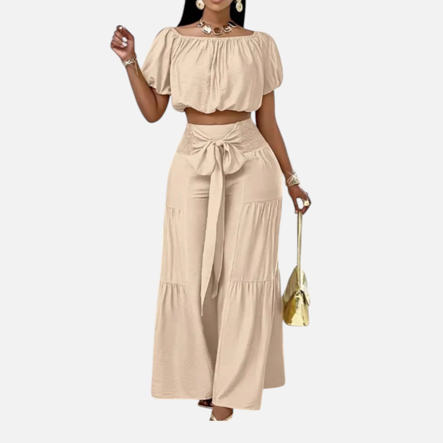 Women’s Puff Sleeve Lace-Up Co-Ord Set