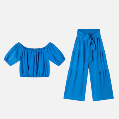 Women’s Puff Sleeve Lace-Up Co-Ord Set