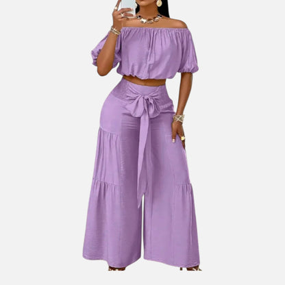 Women’s Puff Sleeve Lace-Up Co-Ord Set