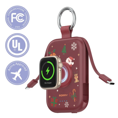 🔥5000mAh Portable Charger Power Bank with Built-in Cables Travel Keychain Battery Pack