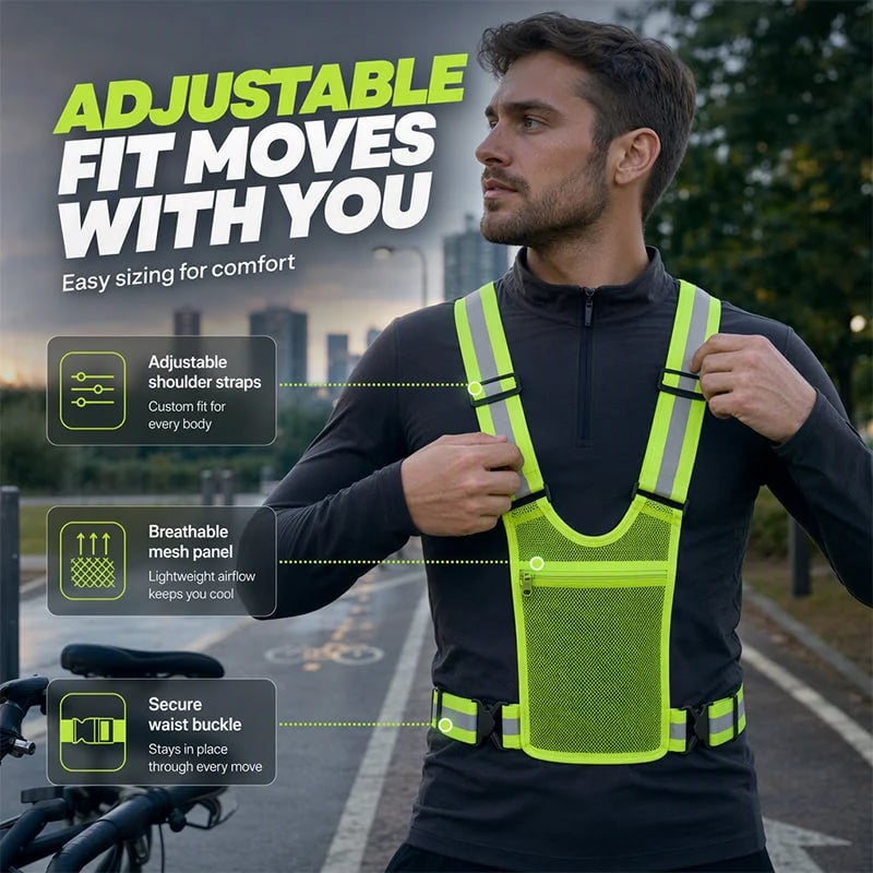 💥Buy 1 get 1 free 🔥High Visibility Reflective Vest Adjustable Safety Running Gear with Pocket