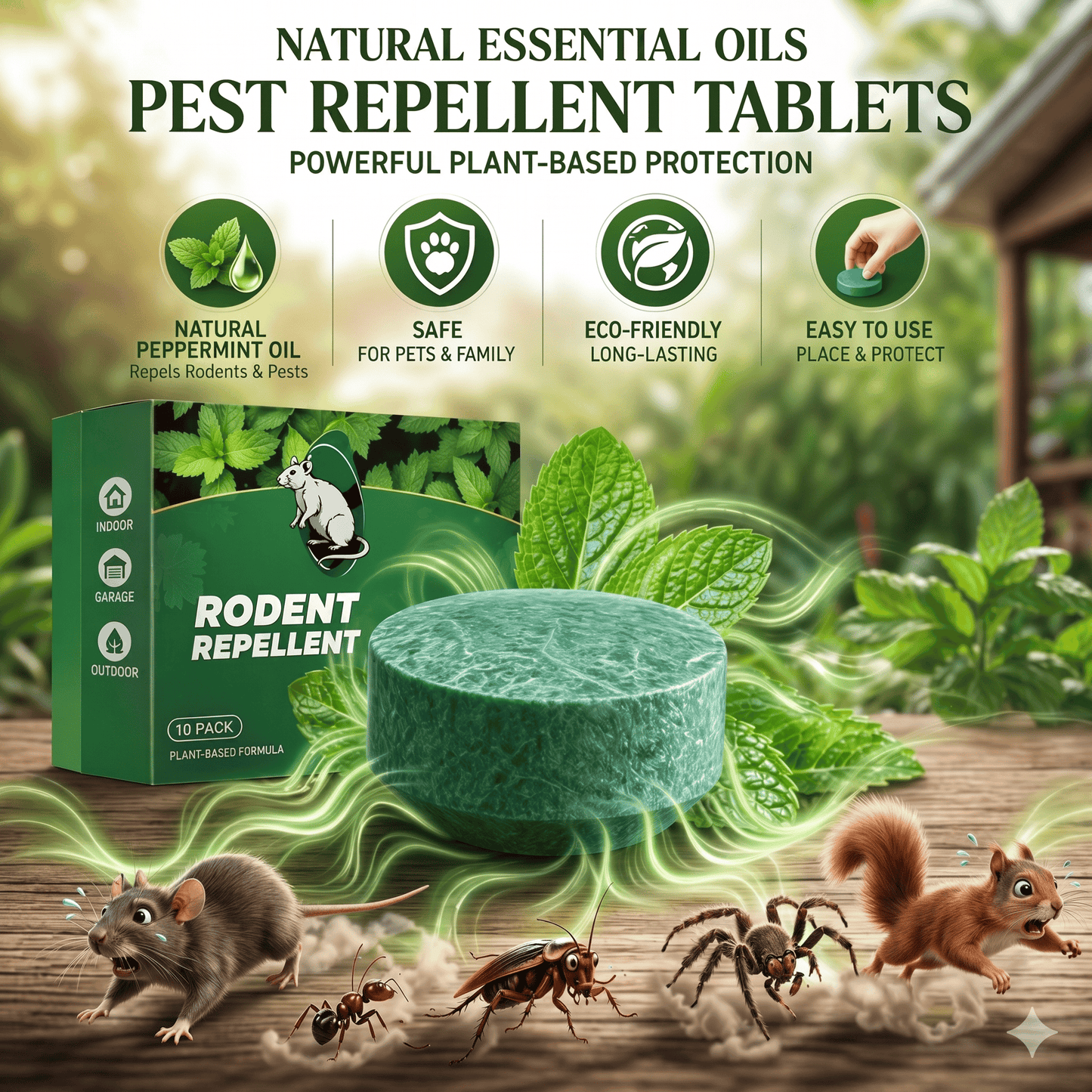 💥HOT SALE 50%OFF💥🟢 Natural Peppermint Rodent Repellent Tablets – 12 Pack
