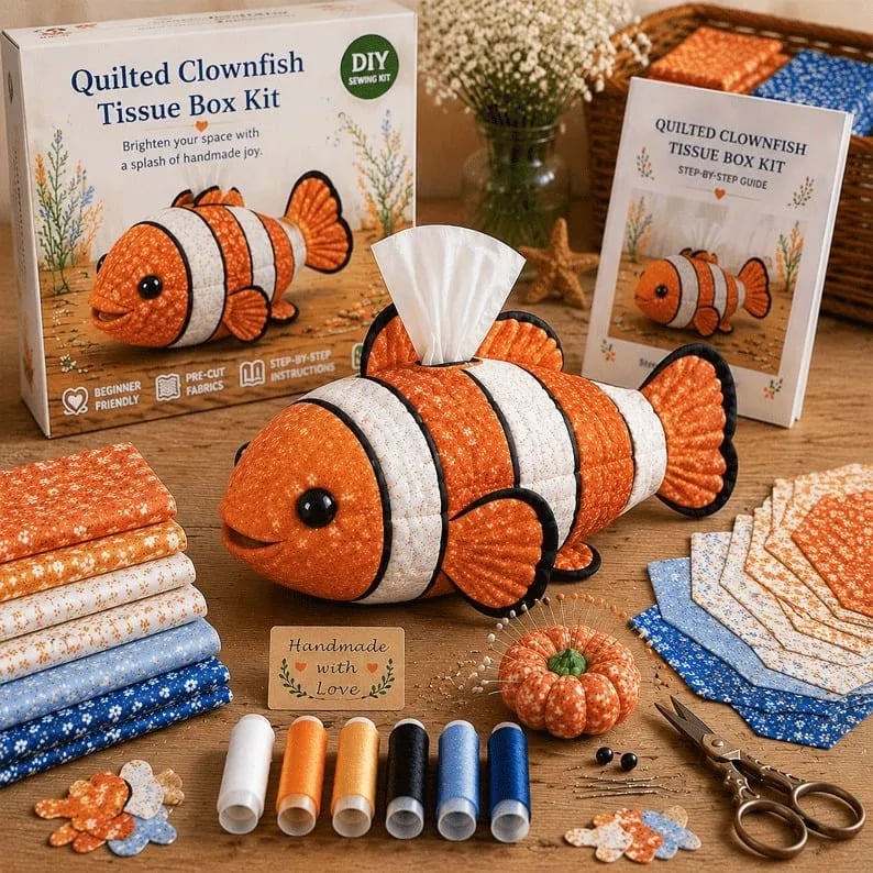 🎉🧵 "Clever Hands" Ocean Animals DIY Tissue Box Craft Kit