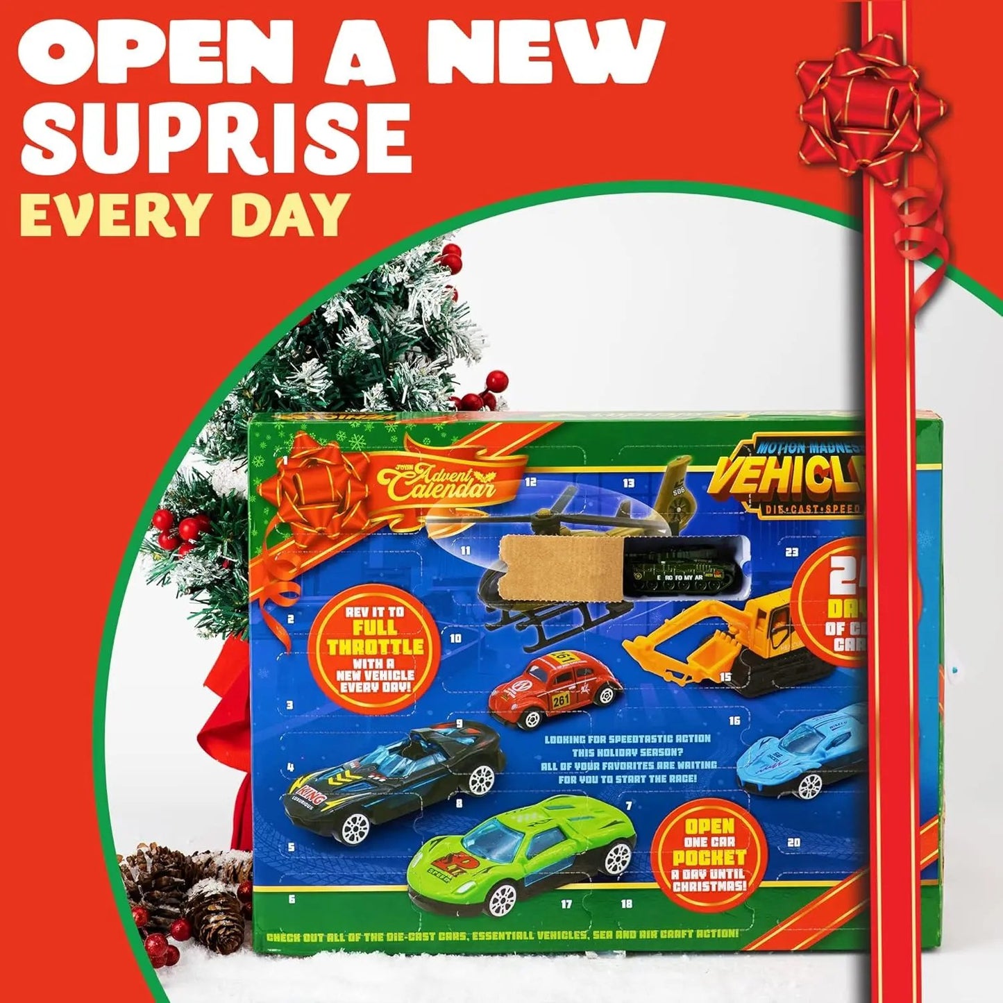 🔥 Last Day 49% OFF🎅 2026 Christmas Advent Calendar 24 Diecast Cars Set 🚗✨