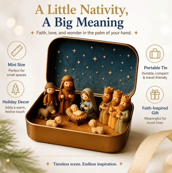 🔥HOT SALE 49% OFF - ✝️Religious Pocket-Size Mini Nativity Scene Set with Storage Box