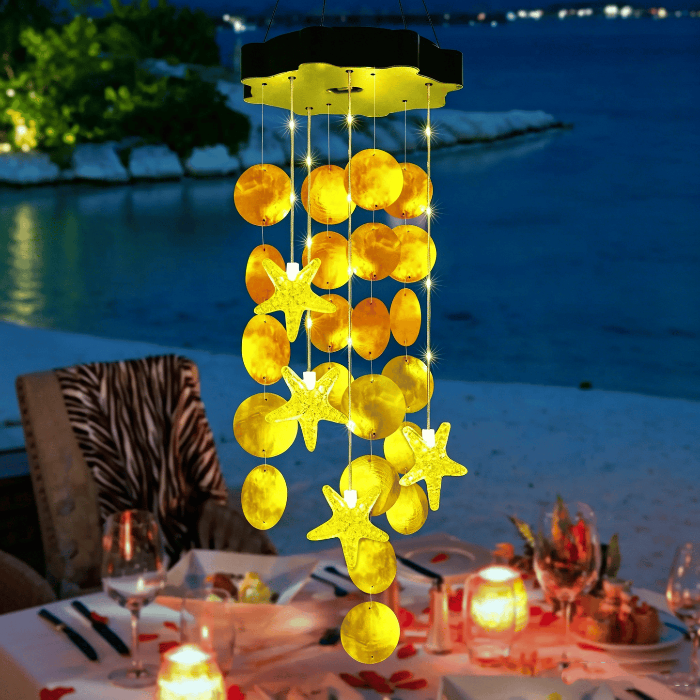 ✨Summer Garden Decor✨Colorful Solar Outdoor Shell Wind Chime Hanging Light!