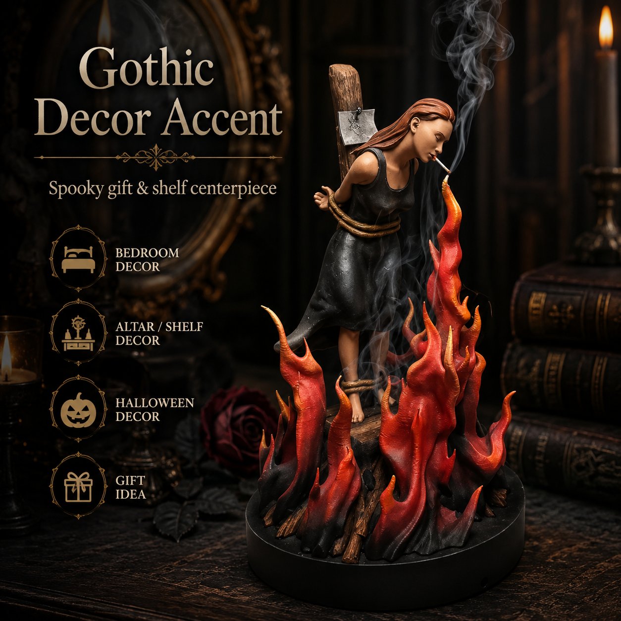 🧙‍♀️Witch Burn Sculpture Backflow Incense Burner | Gothic Art Incense Holder