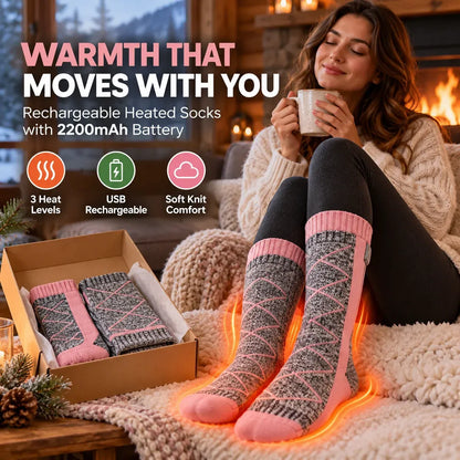 🔥 Rechargeable Heated Socks | 3 Heat Levels with Targeted Sole Warmth & 2 × 2200mAh Batteries ❄️