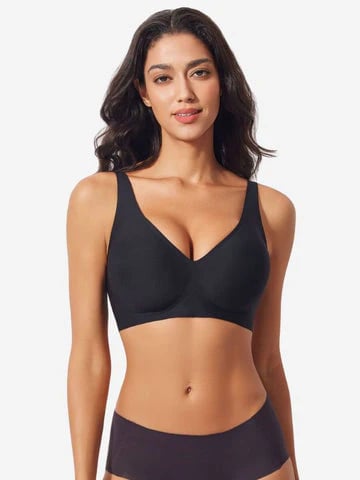 Wireless Seamless Deep-V Push-Up Bra
