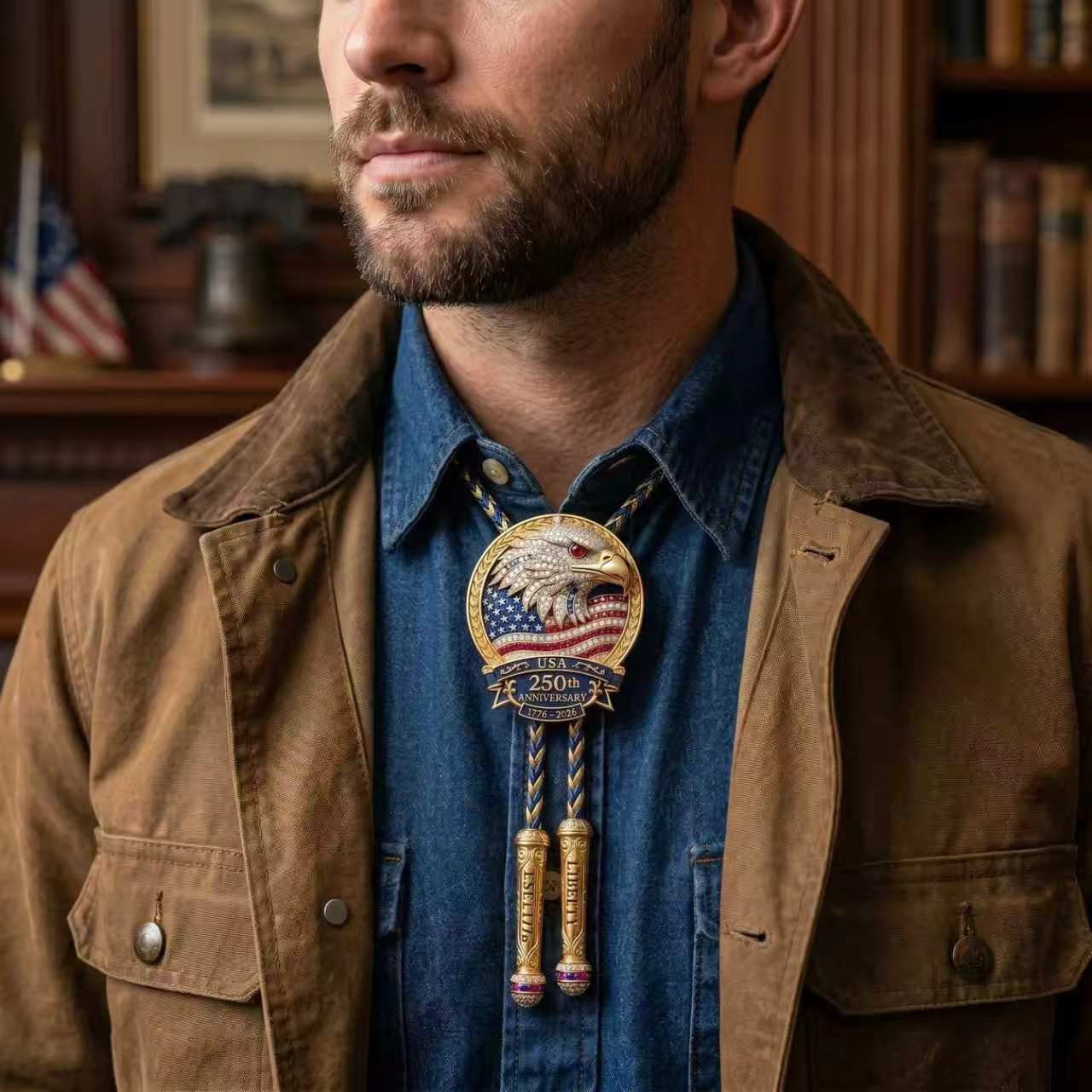 🎁🎉Only $24.99 This Week🌟🎉USA 250th Anniversary Eagle Bolo Tie