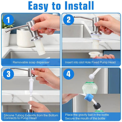 Built-In Sink Soap Dispenser with 39-Inch Extension Tube