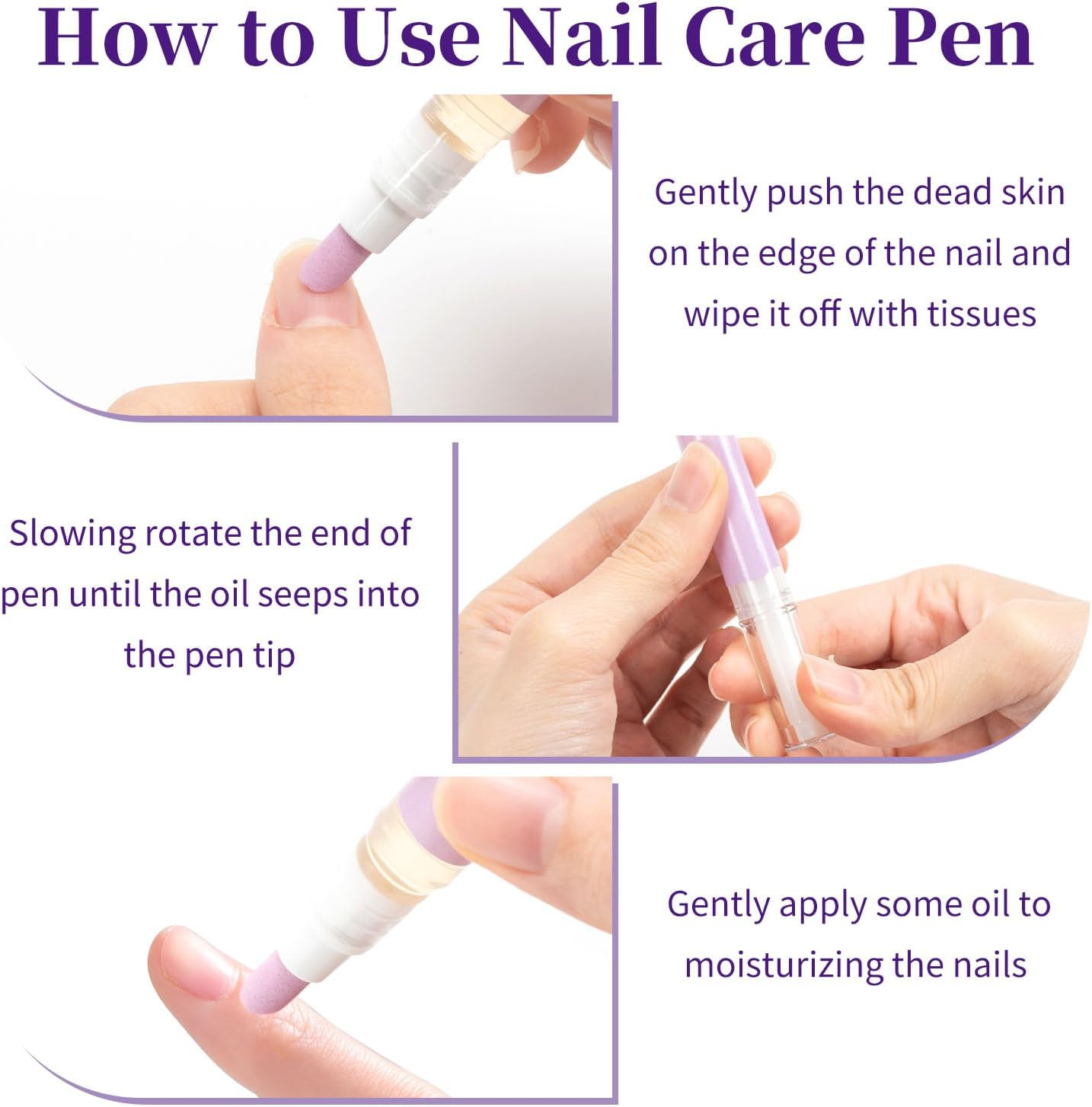 🖊️2-in-1 Cuticle Remover Pen, 45° Ceramic Tip for Dry Cuticles & Hangnails, Hydrating Nail Care, Easy Dispensing, Portable 2-Pack for Travel