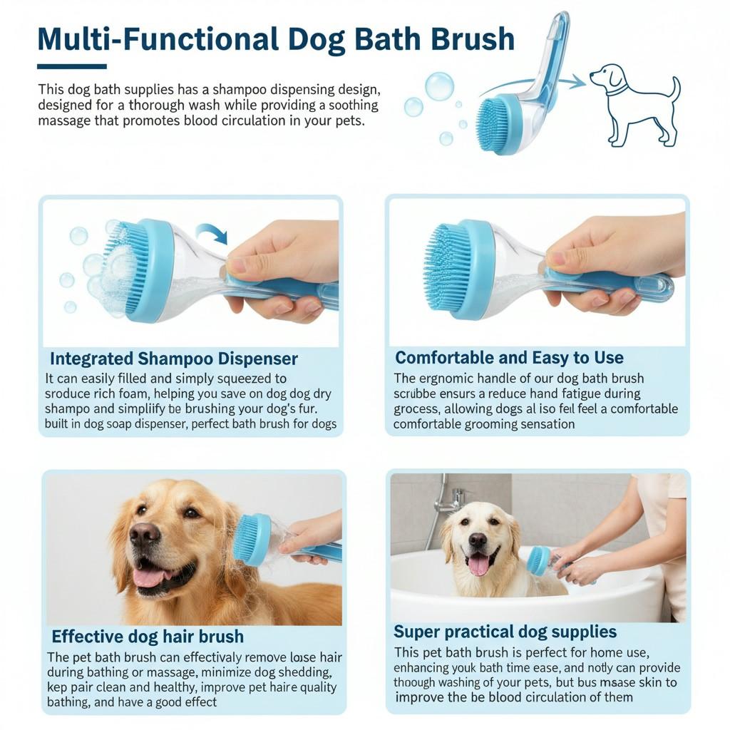 🐶2026 New 2-in-1 Pet Bath & Grooming Brush with Soap Dispenser – Dog & Cat Shampoo Massage Brush for Long & Short Hair 🛁✨