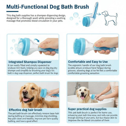 🐶2026 New 2-in-1 Pet Bath & Grooming Brush with Soap Dispenser – Dog & Cat Shampoo Massage Brush for Long & Short Hair 🛁✨