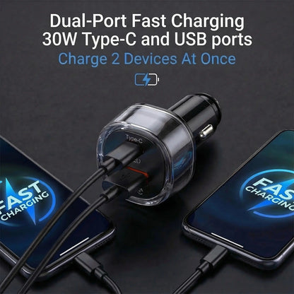 2-in-1 Car Charger & GPS Tracker (30W Fast Charge, USB-C Port)