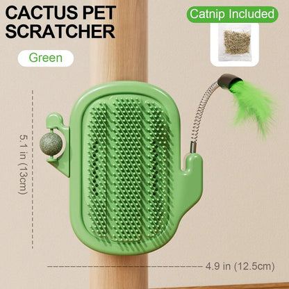 3-in-1 Cat Corner Groomer – Scratcher, Massage Brush & Catnip Toy