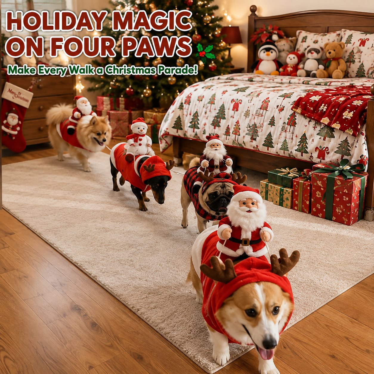 Santa Rider Pet Christmas Costume