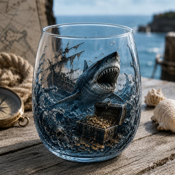🌊 7-Piece Legendary Ocean Treasure Crystal Set for Whiskey Lovers & Home Bar Collectors ⚓✨