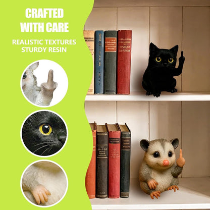 Funny Middle Finger Animal Statue 🖕 – Mini Resin Desk Decor, Cute Animal Figurine for Office, Car, Shelf & Home, Humorous Gag Gift 🎁
