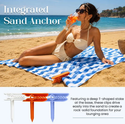 Beach Towel Wind Clips – Integrated Sand Anchor Design