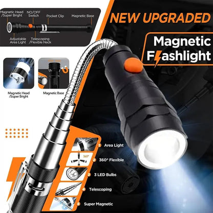 Extendable Magnetic Pickup Tools - Telescoping Magnet with LED Flashlight