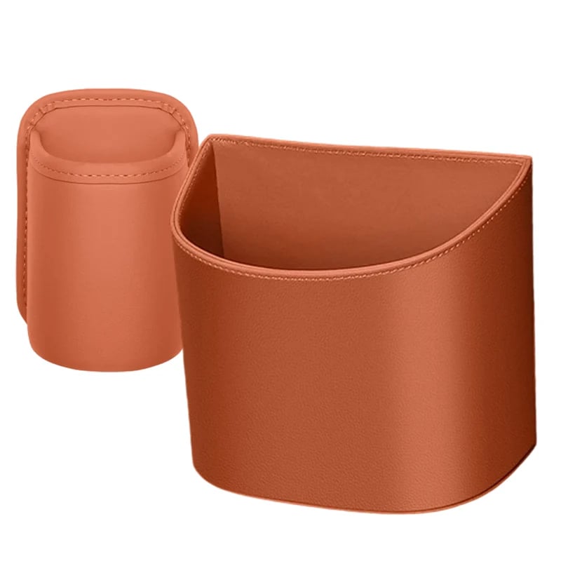 Leather Car Door Cup Holder – Wide‐mouth opening, easy reach for drinks & phone. Clip‐on secure fit. PU leather, tough & stylish. 🛡️✨