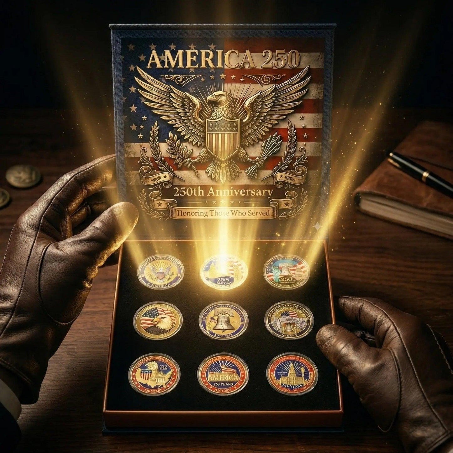 🎁🎉Only $27.5 This Week🌟🎉9-Coin 250th Anniversary Commemorative Coin Set