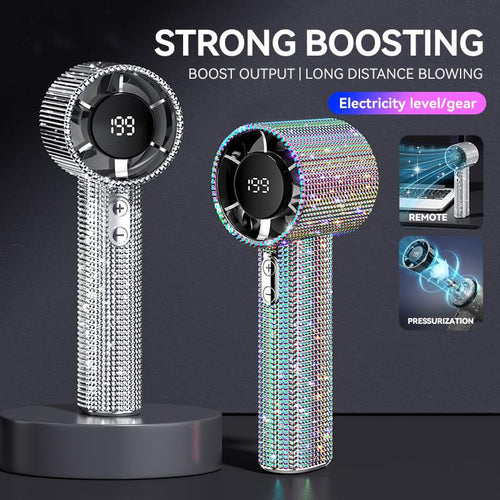 Full Diamond Luxury Craftsmanship Portable Handheld Turbo Fan