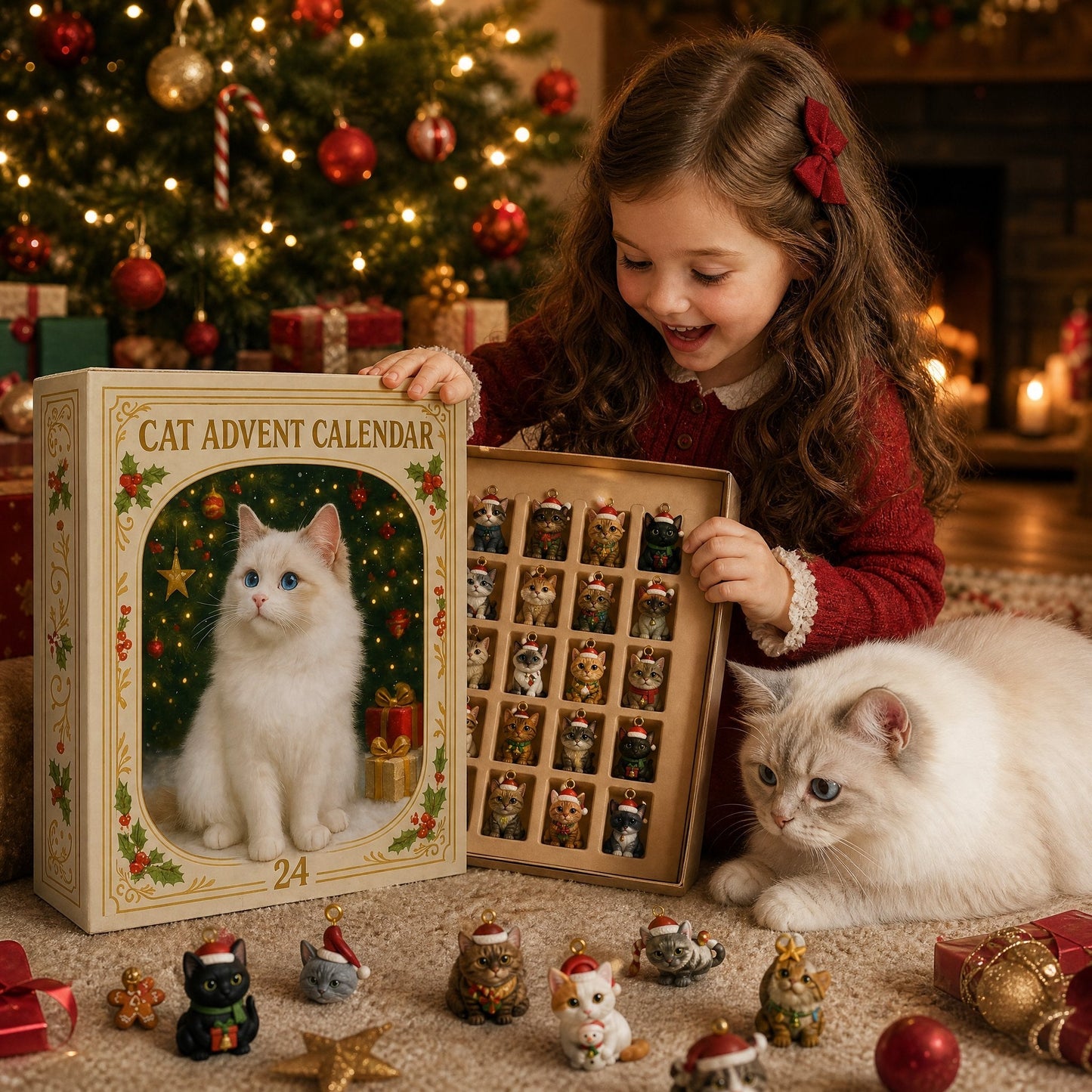 🎄Advent Calendar 2026 Cat Advent Calendar Gift for Adults Friends Cat Owners and Lovers Christmas Holiday Countdown Gift 24 Designs Cats Charm Christmas Tree Ornament