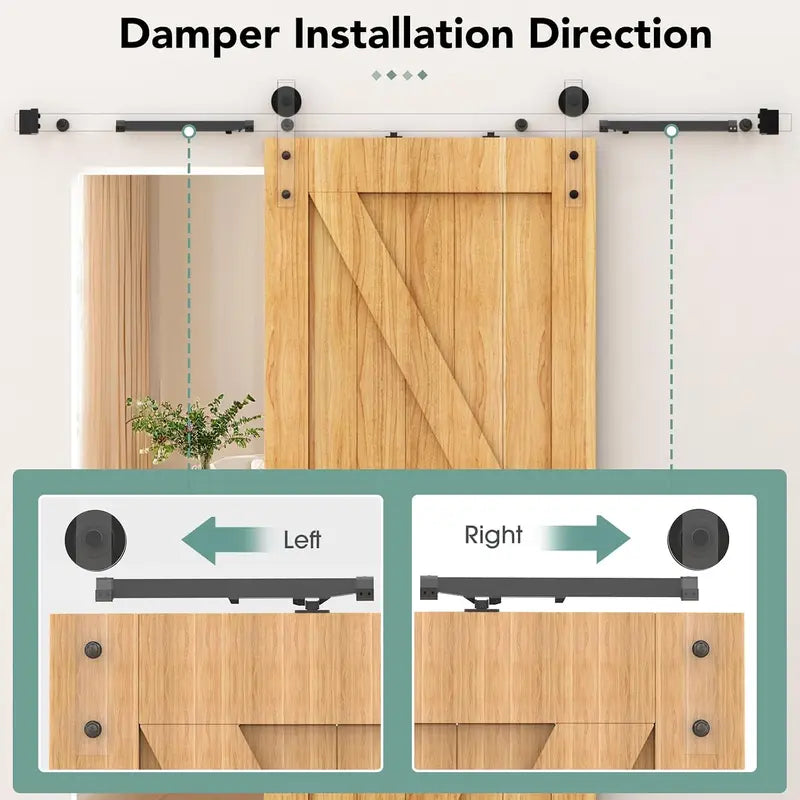 2-Pack Barn Door Soft Close Kit – Hidden Track-Mounted Damper for 88–132 lb Sliding Barn Doors