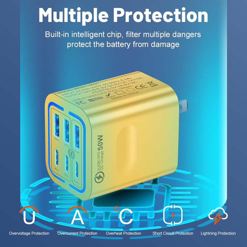🔥Limited Time 50% Off✨Portable Multi Port Charging Station 50W, 6-Port USB C & USB A
