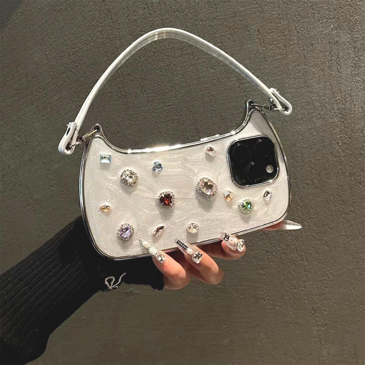 📱Glitter Diamond Heart Phone Case with Lanyard for iPhone 17–13 Pro Max ✨