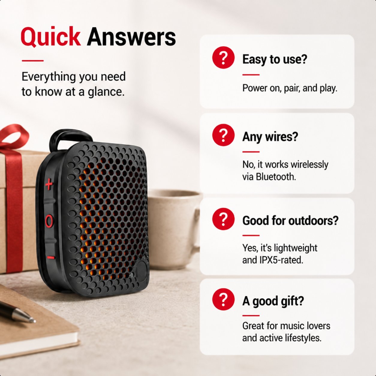 M3 Portable Bluetooth Speaker, TWS Stereo Sound, IPX7 Waterproof, Magnetic Clip-On Wearable Speaker
