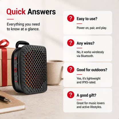 M3 Portable Bluetooth Speaker, TWS Stereo Sound, IPX7 Waterproof, Magnetic Clip-On Wearable Speaker