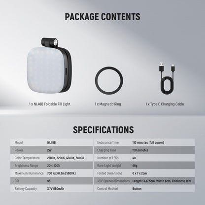 💖Magnetic Selfie Light for MagSafe iPhone – Foldable LED Ring Light with Mirror & Stand 📱💡