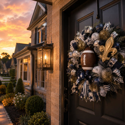 Football Team Handcrafted Wreath for Game-Day Front Door Decor