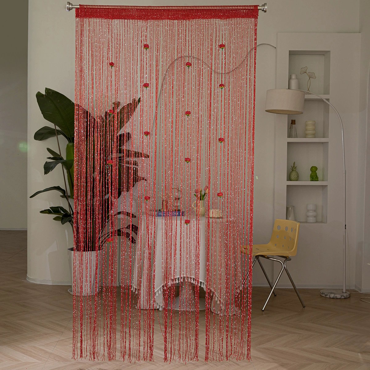 🌹🚪Sparkling Rose Flower String Curtain(2m/78.74" high x 1m/39.3" wide)