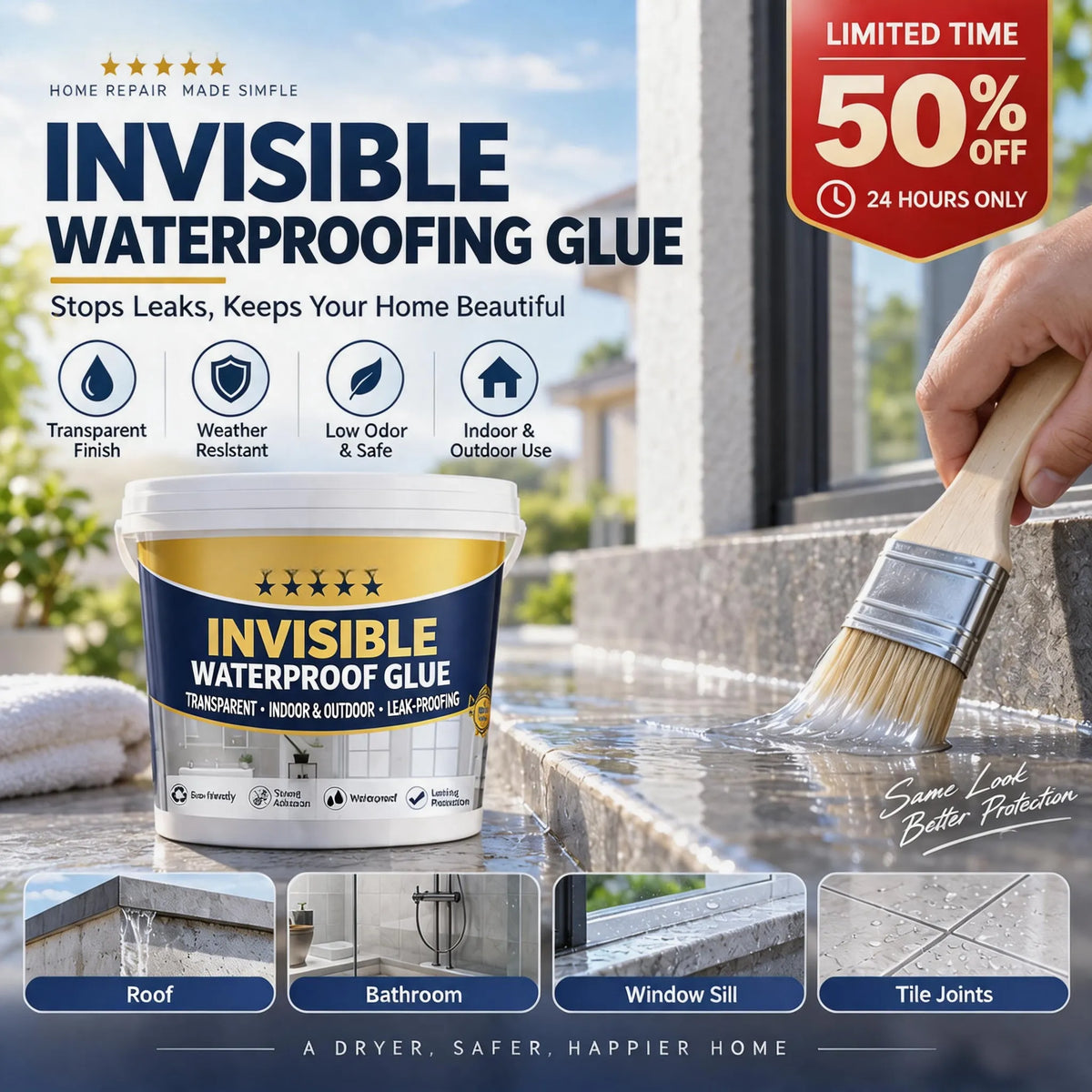 Seal Leaks Instantly! Invisible Waterproof Glue Coating