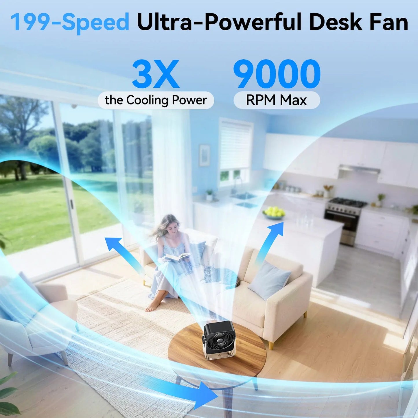 💨Desk Cooling Fan for Bedroom-199 Speed Turbo Airflow, Digital Display Quiet Table Fan