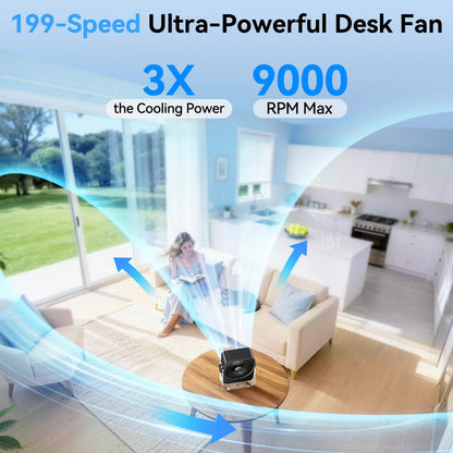 💨Desk Cooling Fan for Bedroom-199 Speed Turbo Airflow, Digital Display Quiet Table Fan